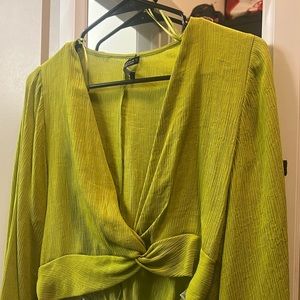 Zara green long sleeve open top - small